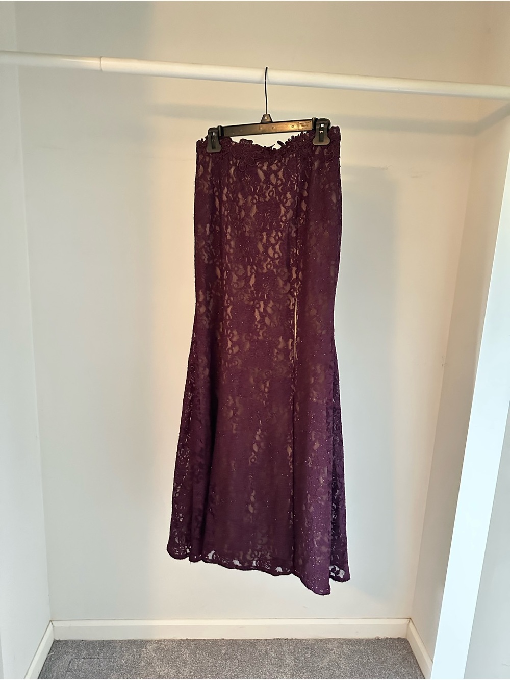 Sequin Hearts Plum Lace Maxi Skirt